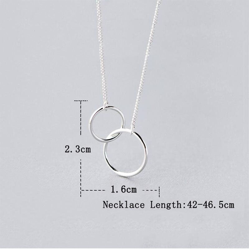 Double Circle Interlock Clavicle Short Necklace Silver Color Necklace For Women collares erkek kolye S-N191