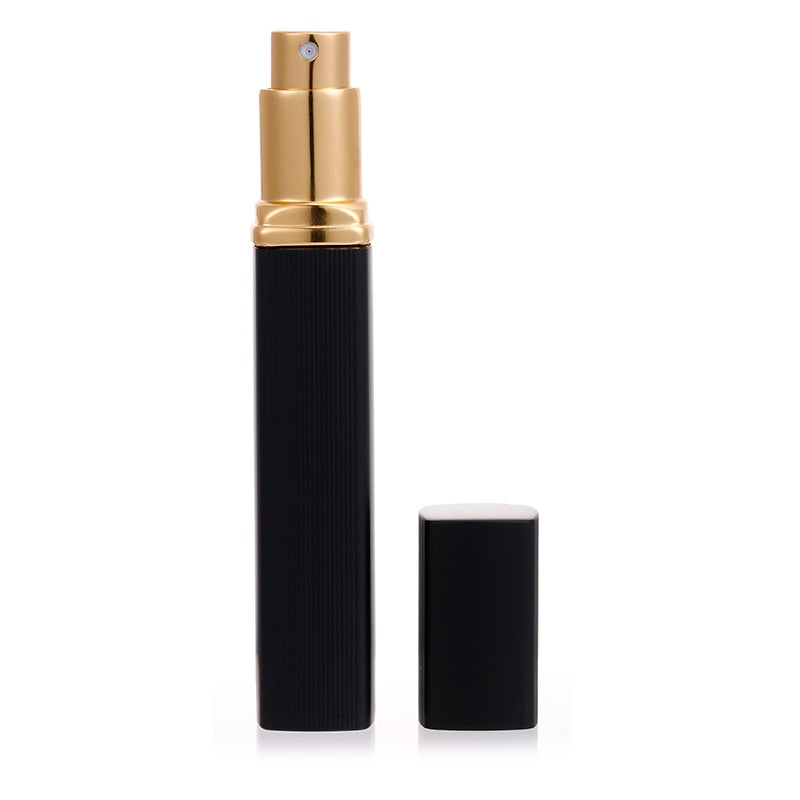 1pcs Metal Case Glass Tank Perfume Bottle Aluminum Nozzle Spray Refillable Bottle Parfum Cosmetic Glass Container 12ml