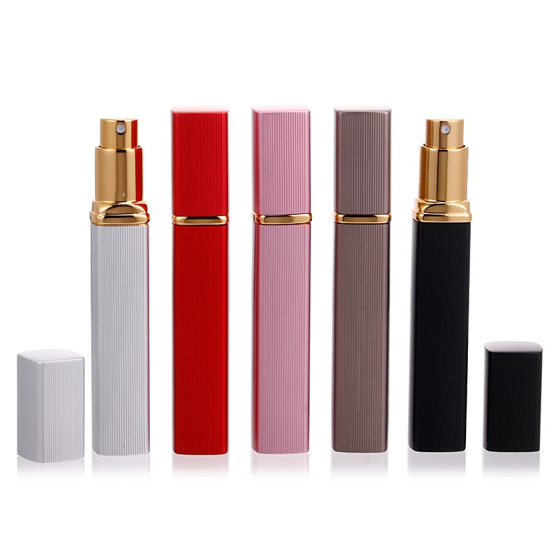 1pcs Metal Case Glass Tank Perfume Bottle Aluminum Nozzle Spray Refillable Bottle Parfum Cosmetic Glass Container 12ml