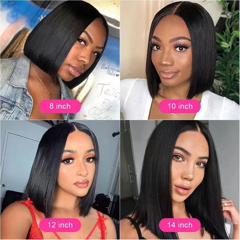 European and American wigs in various colors, short straight hair, split bob, bob, high temperature, silk, synthetic fiber, front lace headband