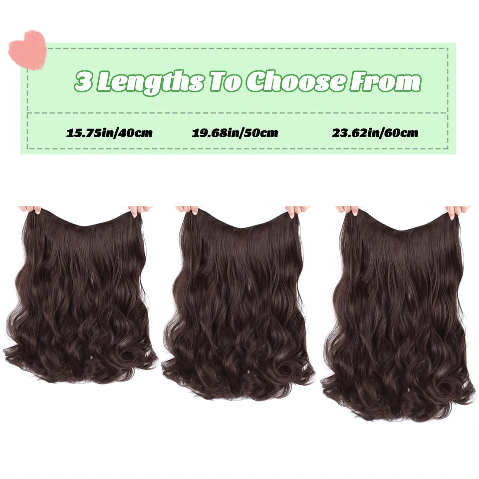 LM Synthetic Long Wave V-shaped Hair Extension Half Wig Heat Resistant Straight Fake Hair Hairpiece for Women