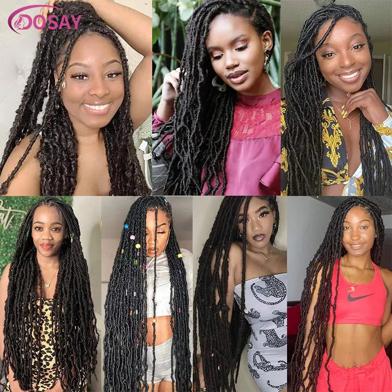 40'' Synthetic Braided Wig Locs Goddess Full Lace Box Braids Wig For Black Women Soft Butterfly Faux Crochet Hair Wig PreLooped